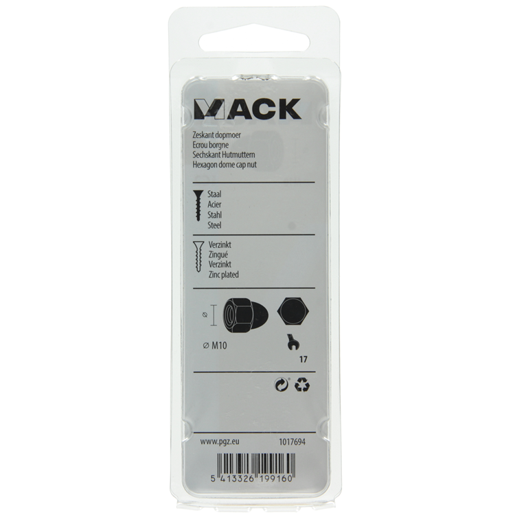 Mack 1017694 - zeskant dopmoer staal verzinkt2 st m10 | 10 stuks