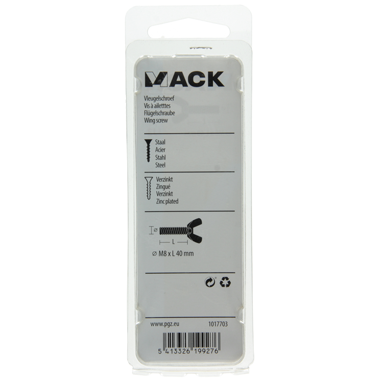 Mack 1017703 - vleugelschroef geelverzinkt 2 st m8 x 40 mm | 10 stuks