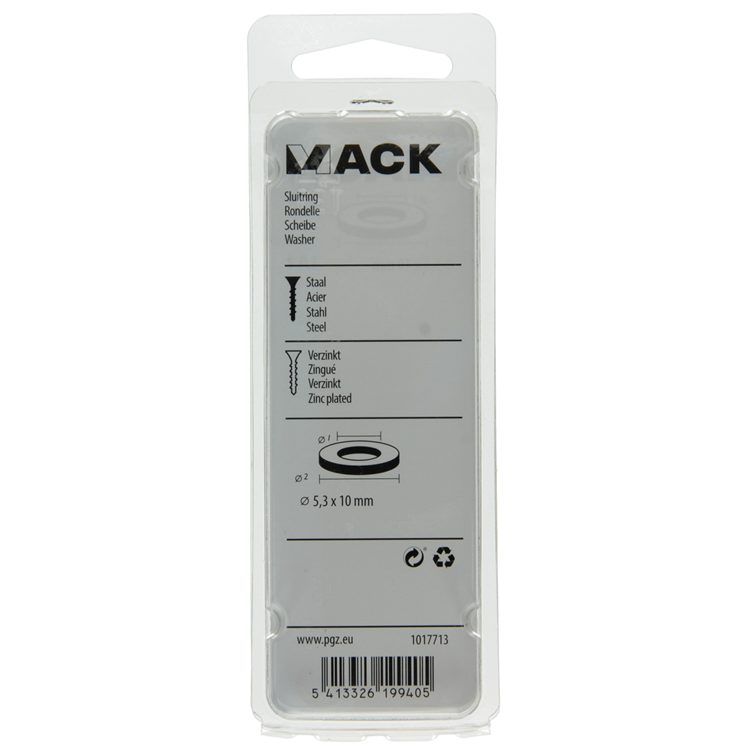 Mack 1017713 - sluitring staal verzinkt 50 st 5,3 x 10 mm | 10 stuks