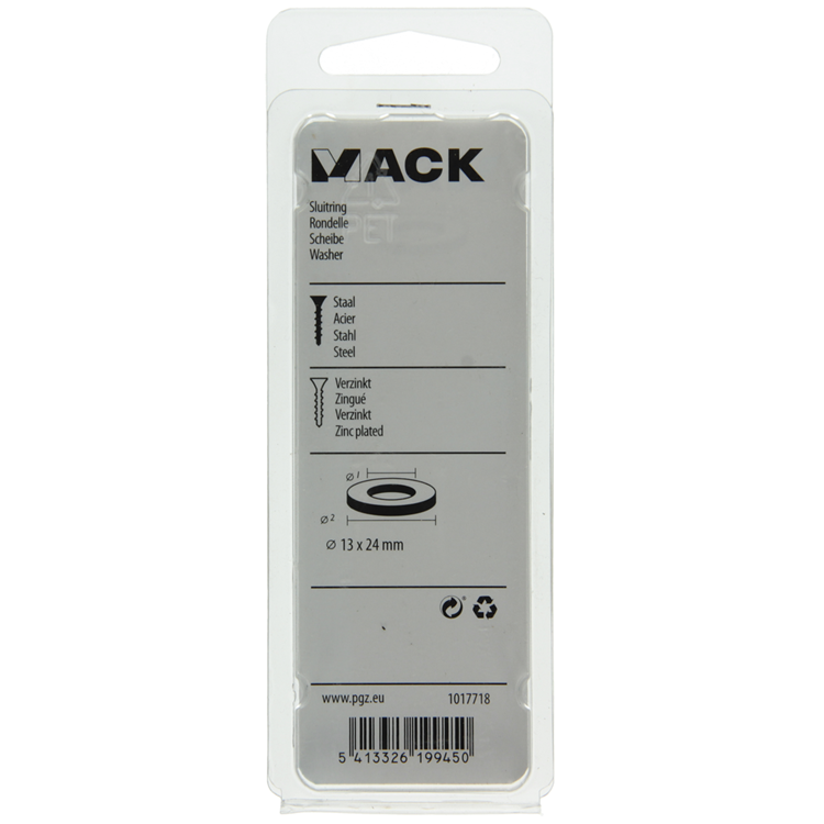 Mack 1017718 - sluitring staal verzinkt 12 st 13 x 24 mm | 10 stuks
