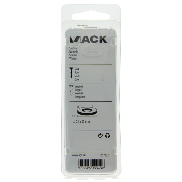 Mack 1017722 - sluitring staal verzinkt 4 st 21 x 37 mm | 10 stuks