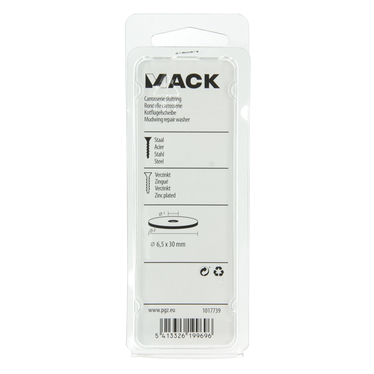 Mack 1017739 - carrosserie sluitring verzinkt12 st 6,5 x 30 mm | 10 stuks