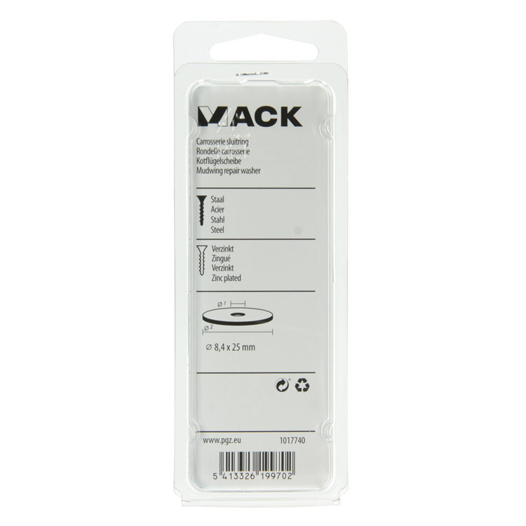 Mack 1017740 - carrosserie sluitring verzinkt18 st 8,4 x 25 mm | 10 stuks