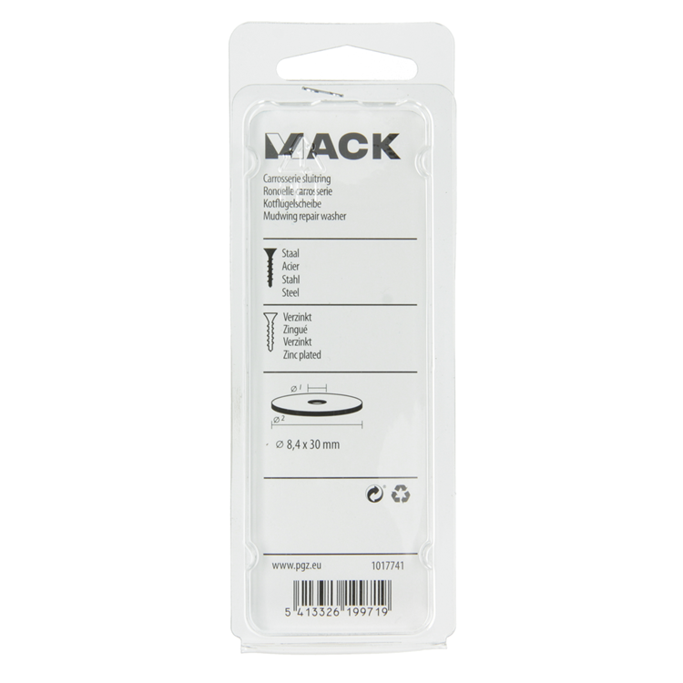 Mack 1017741 - carrosserie sluitring verzinkt12 st 8,4 x 30 mm | 10 stuks
