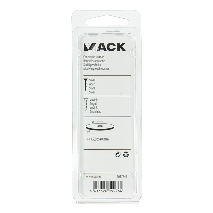 Mack 1017746 - carrosserie sluitring verzinkt6 st 15,0 x 40 mm | 5 stuks