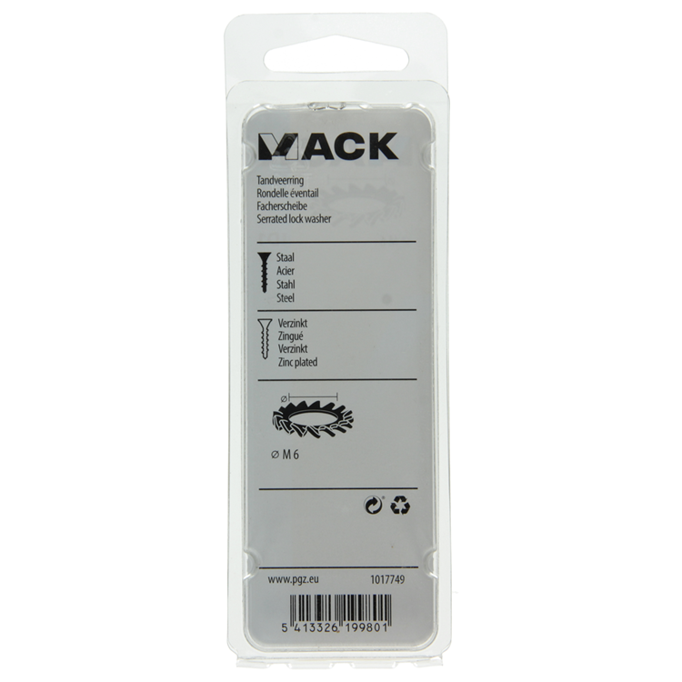 Mack 1017749 - tandveerring staal verzinkt 25 st m6 | 10 stuks