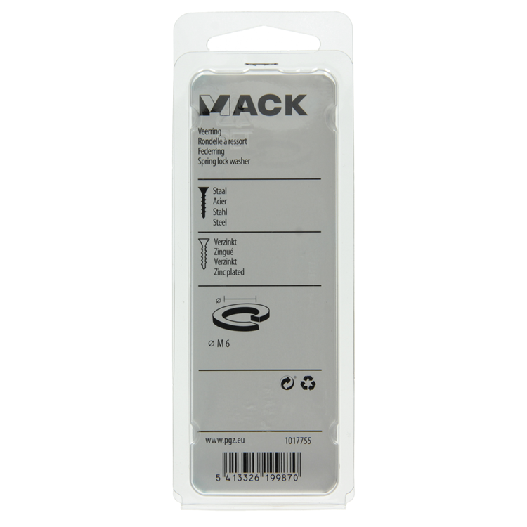 Mack 1017755 - veerring staal verz. 40st m6 | 10 stuks
