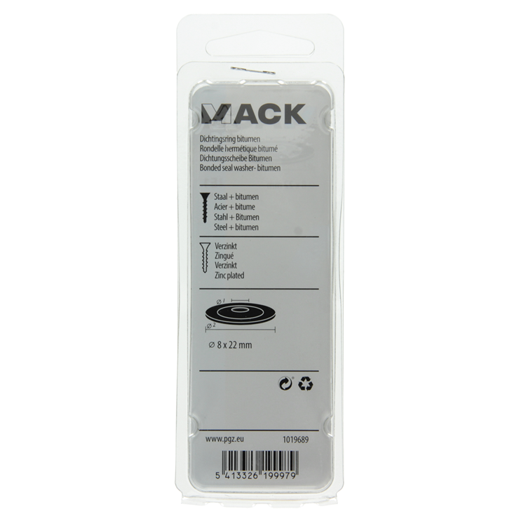 Mack 1019689 - dichtingsring bitumen verzinkt8 st 8 x 22 mm | 10 stuks