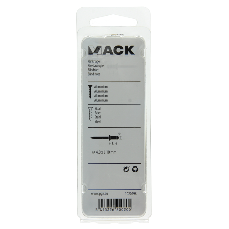 Mack 1020298 - 33 blindnieten alu 4,0x10mm | 5 stuks