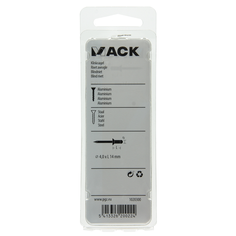 Mack 1020300 - 26 blindnieten alu 4,0x14mm | 5 stuks