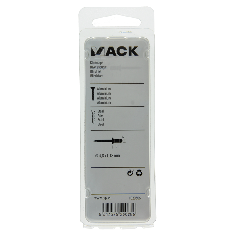 Mack 1020306 - 16 blindnieten alu 4,8x18mm | 5 stuks