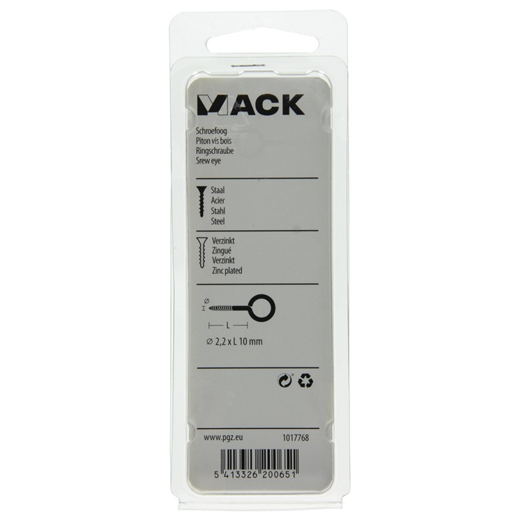 Mack 1017768 - schroefoog staal verzinkt 20st 2,2 x 10 mm | 10 stuks
