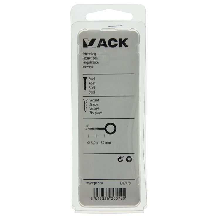 Mack 1017778 - schroefoog staal verzinkt 3 st 5,0 x 50 mm | 10 stuks