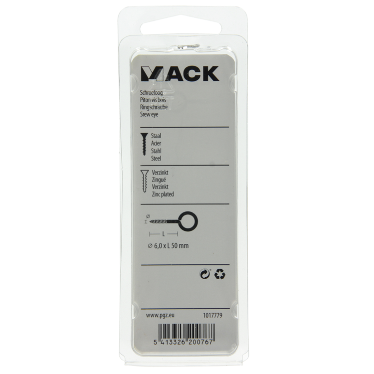 Mack 1017779 - schroefoog staal verzinkt 4 st 6,0 x 50 mm | 5 stuks