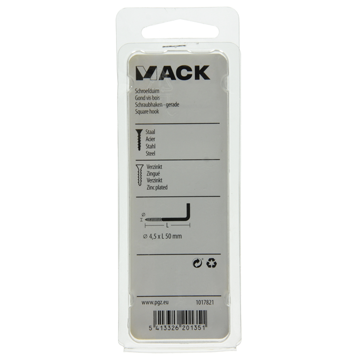 Mack 1017821 - schroefduim staal verzinkt 6st 4,5 x 50 mm | 10 stuks