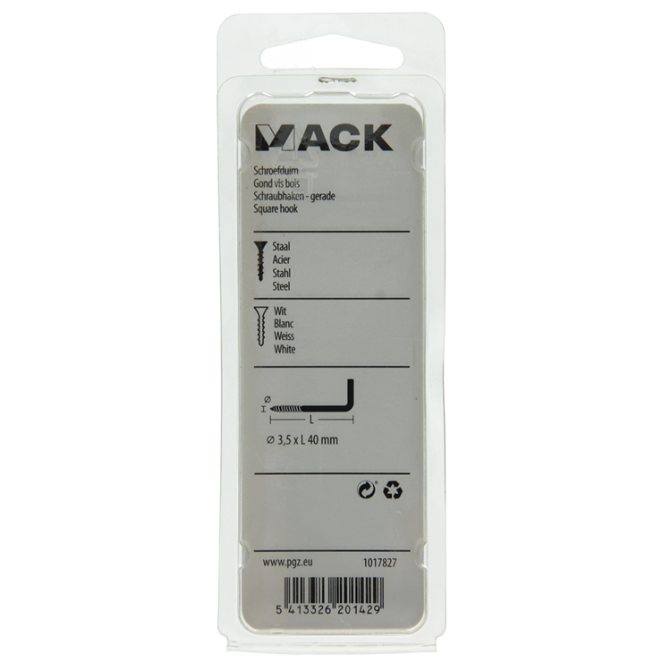 Mack 1017827 - schroefduim staal wit 4 st 3,5 x 40 mm | 10 stuks