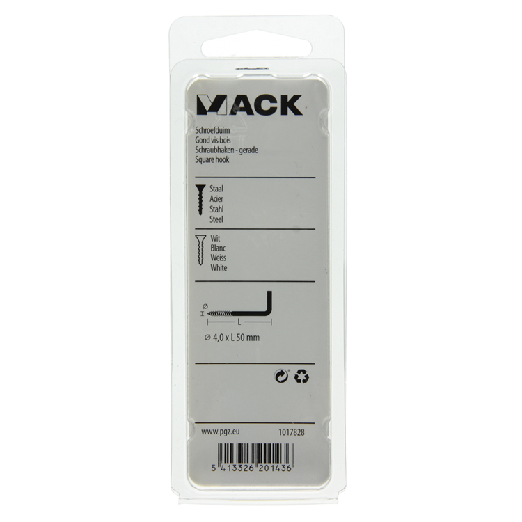 Mack 1017828 - schroefduim staal wit 3 st 4,0 x 50 mm | 10 stuks