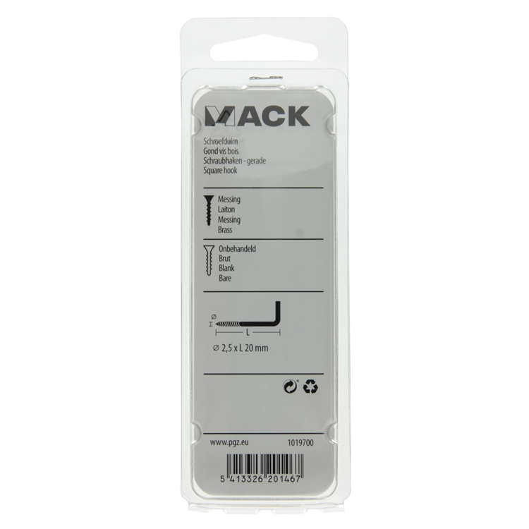 Mack 1019700 - schroefduim messing 8 st 2,5 x 20mm | 10 stuks