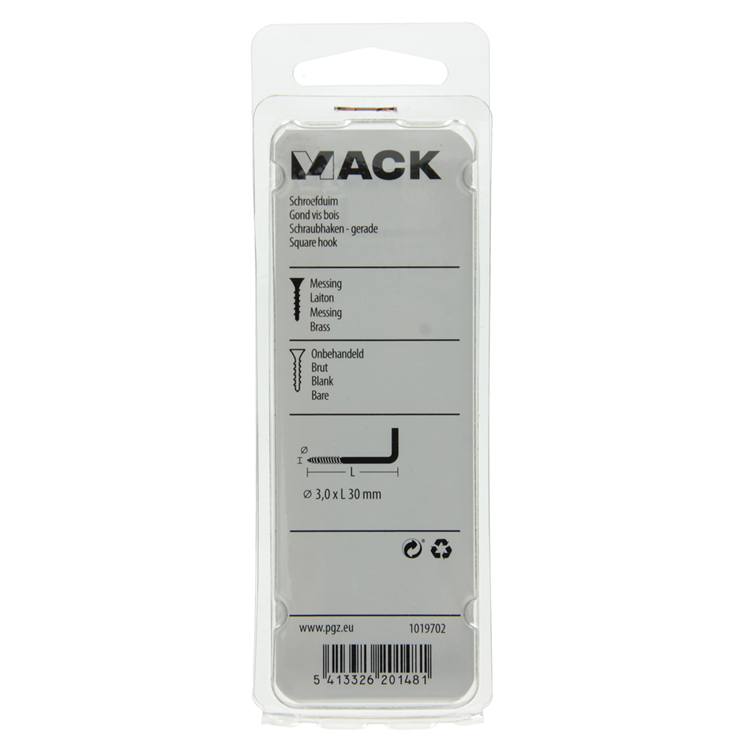 Mack 1019702 - schroefduim messing 5 st 3,0 x 30mm | 10 stuks