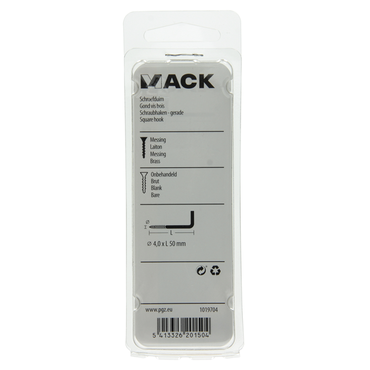 Mack 1019704 - schroefduim messing 2 st 4,0 x 50mm | 10 stuks