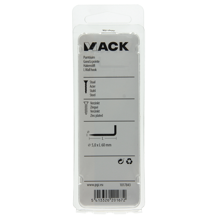 Mack 1017843 - puntduim staal verzinkt 4 st 5,0 x 60 mm | 10 stuks