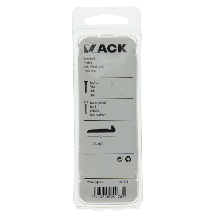 Mack 1019711 - wandhaak staal blauw gehard 5 st 60 mm | 10 stuks