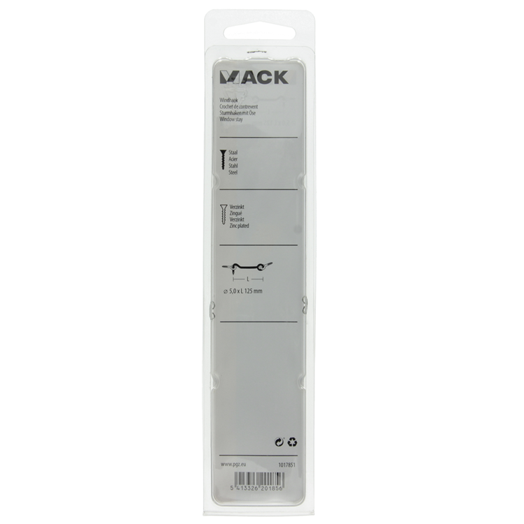 Mack 1017851 - windhaak staal verzinkt 2 st 5,0 x 125 mm | 5 stuks