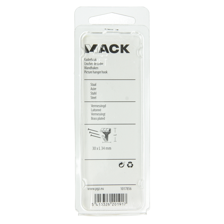 Mack 1017856 - kaderhaak staal vermessingd 4st 30 x 34 mm | 5 stuks