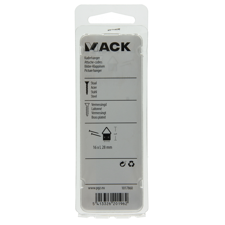 Mack 1017860 - kaderhanger staal vermessingd 5 st 16 x 28 mm | 10 stuks