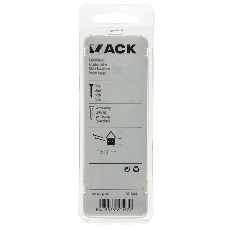 Mack 1017861 - kaderhanger staal vermessingd 4 st 19 x 31 mm | 10 stuks