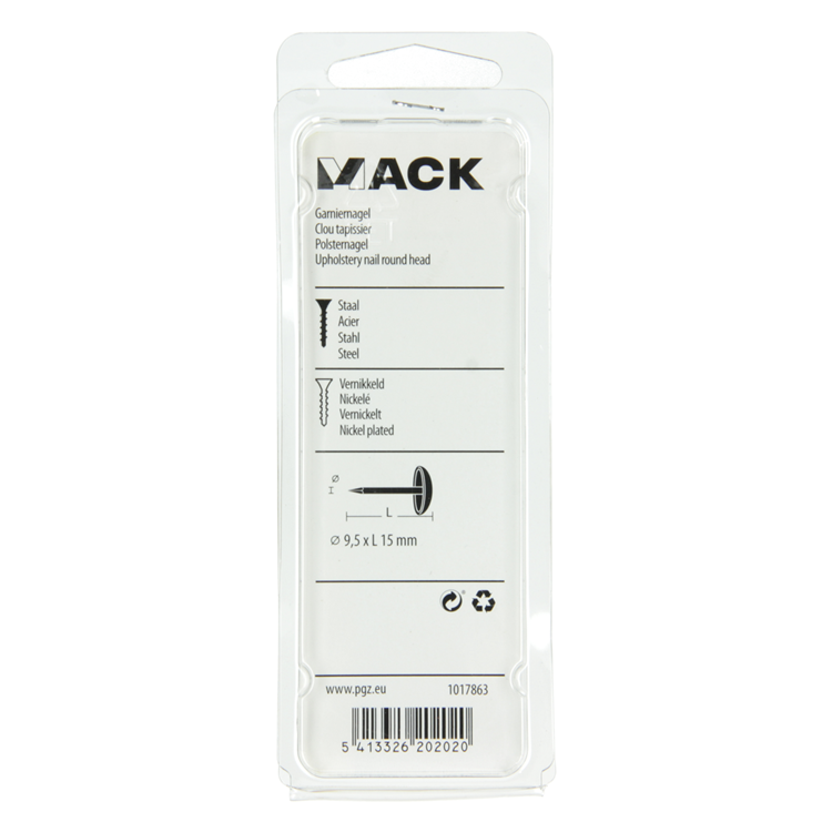 Mack 1017863 - garniernagel staal vernikkeld 40 st 9,5 x 15 mm | 10 stuks