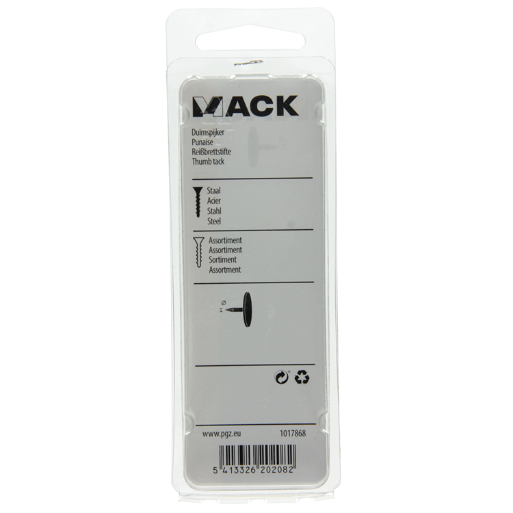 Mack 1017868 - duimspijker staal assortiment 60 st | 10 stuks