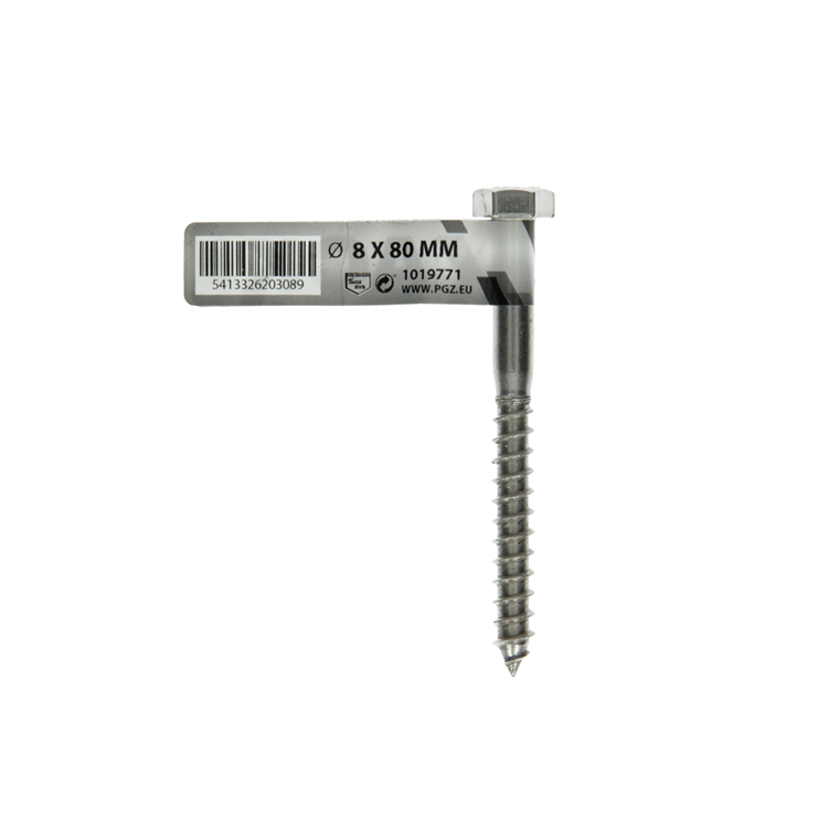 Mack 1019771 - houtdraadbout roestvrijstaal 1st 8 x 80 mm | 10 stuks