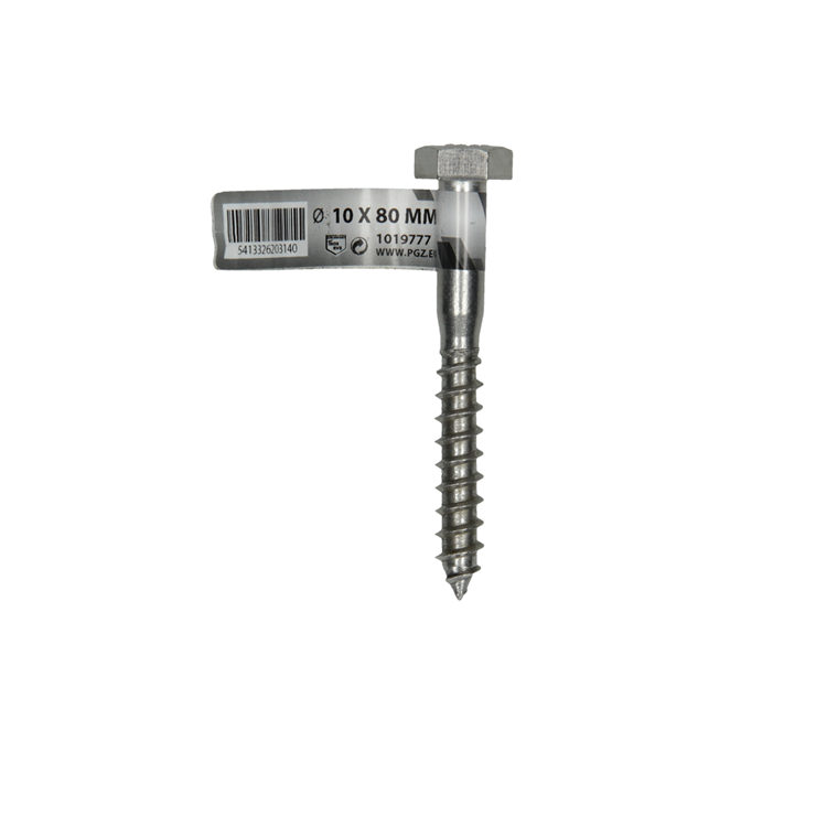 Mack 1019777 - houtdraadbout roestvrijstaal 1st 10 x 80 mm | 10 stuks