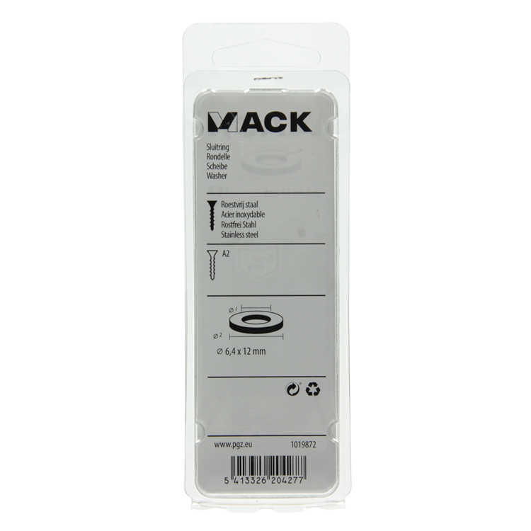 Mack 1019872 - sluitring inox a2 16 st m6 | 10 stuks