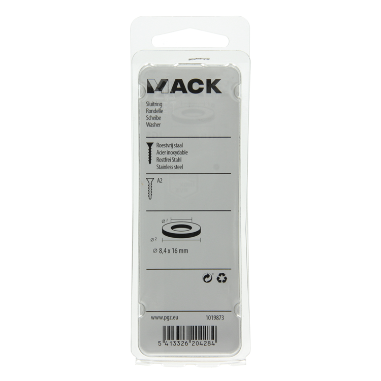 Mack 1019873 - sluitring inox a2 14 st m8 | 10 stuks