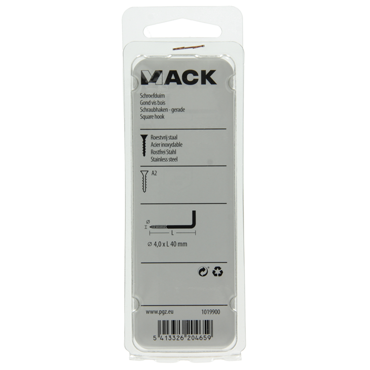 Mack 1019900 - schroefduim roestvrijstaal 3 st 4,0x40 mm | 10 stuks