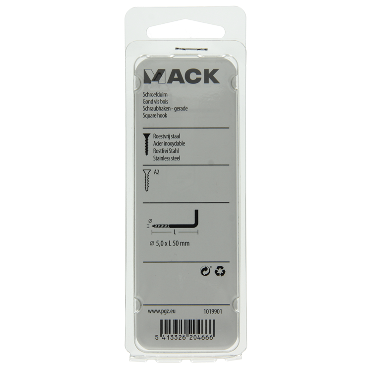 Mack 1019901 - schroefduim roestvrijstaal 2 st 5,0x50 mm | 10 stuks