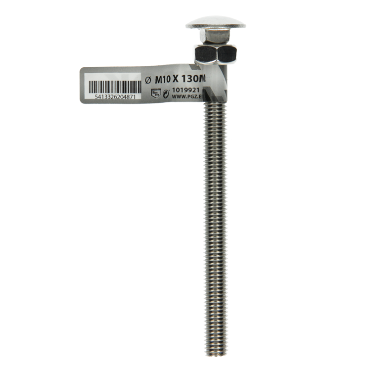 Mack 1019921 - houtbout + moer roestvrijstaal 1 st m10 x 130mm | 10 stuks