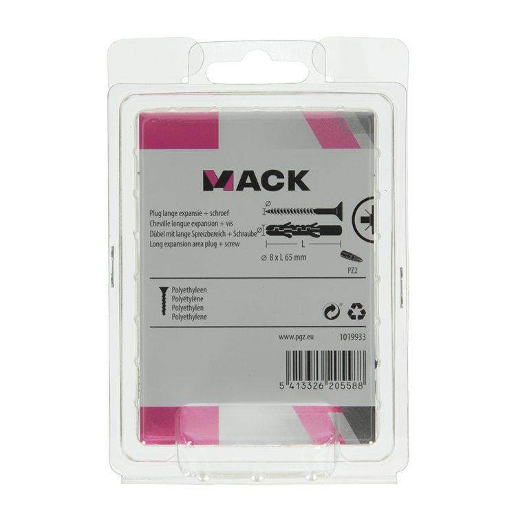 Mack 1019933 - plug lange exp.polyeth. + schr. 5x80 8 st 8 x 65 mm | 5 stuks