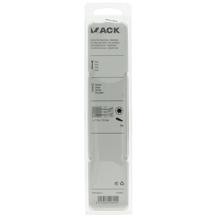 Mack 1019963 - beton raamschroef verzinkt cil.kop 4st 7,5 x152 mm | 5 stuks