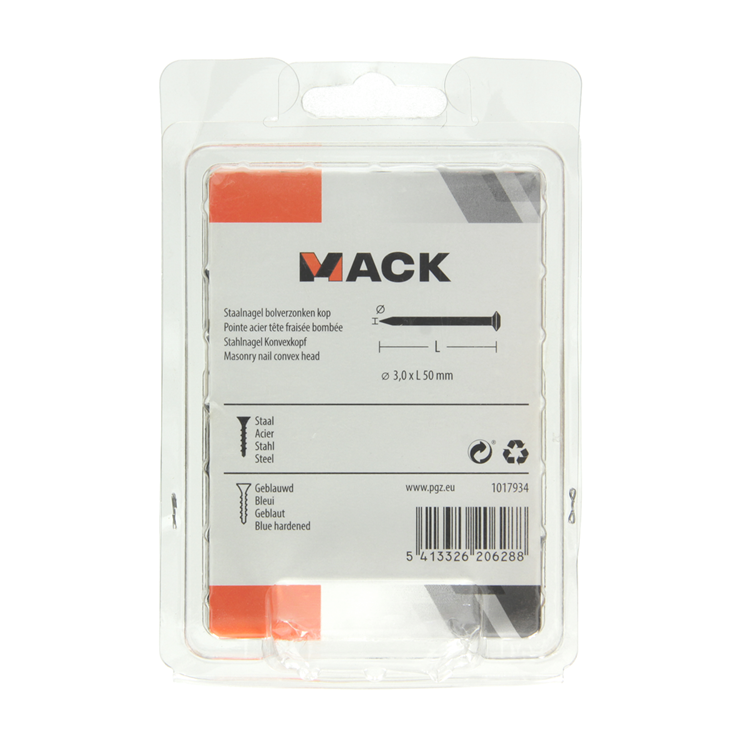 Mack 1017934 - staalnagel bvk staal geblauwd 200 gr 3,0 x 50 mm | 5 stuks