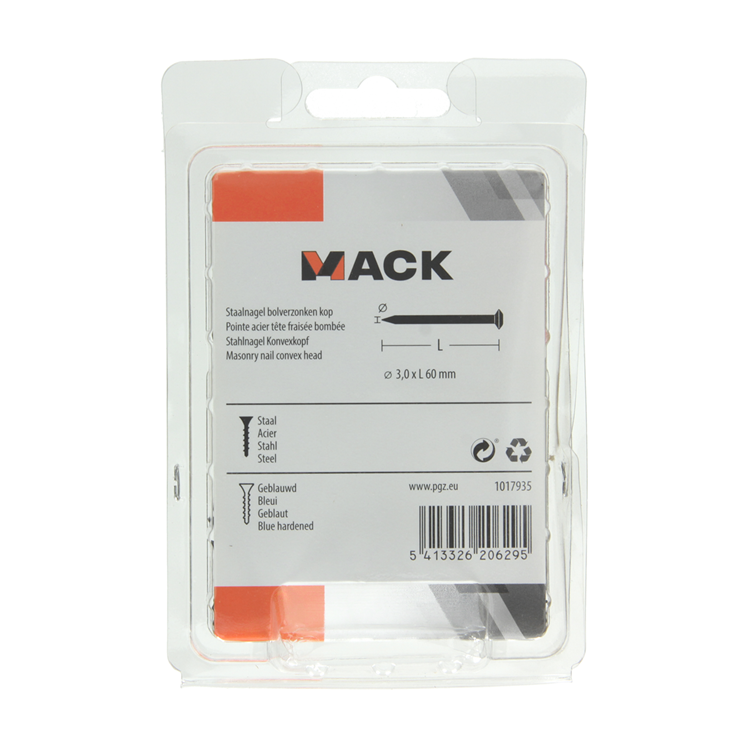 Mack 1017935 - staalnagel bvk staal geblauwd 200 gr 3,0 x 60 mm | 5 stuks