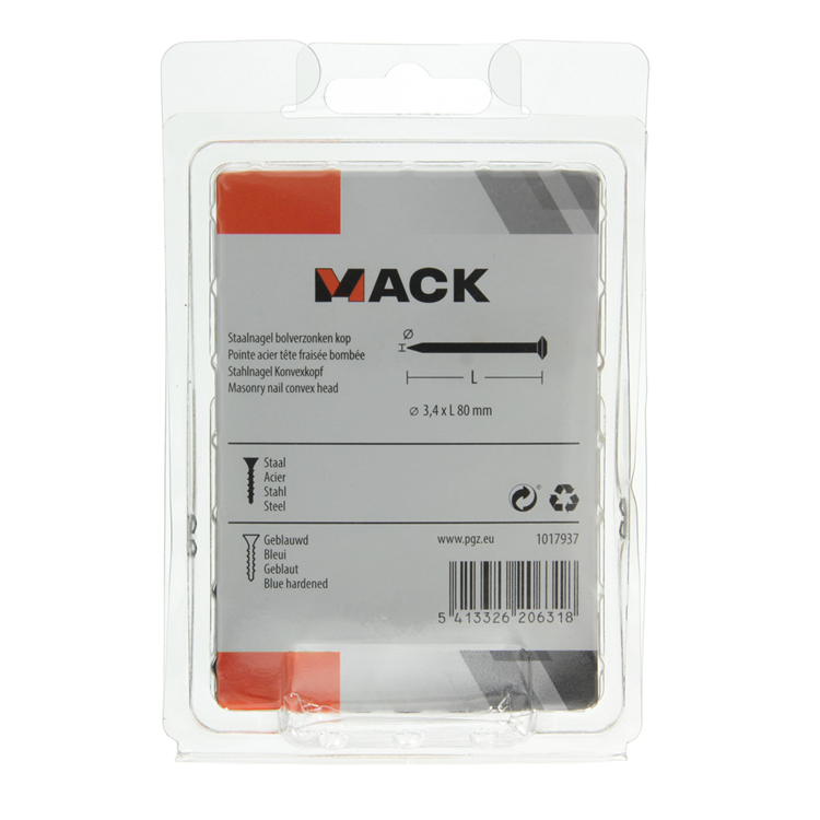 Mack 1017937 - staalnagel bvk staal geblauwd 200 gr 3,4 x 80 mm | 5 stuks