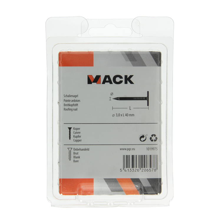 Mack 1019975 - schalienagel koper 180 gr 3,0 x 40mm | 5 stuks