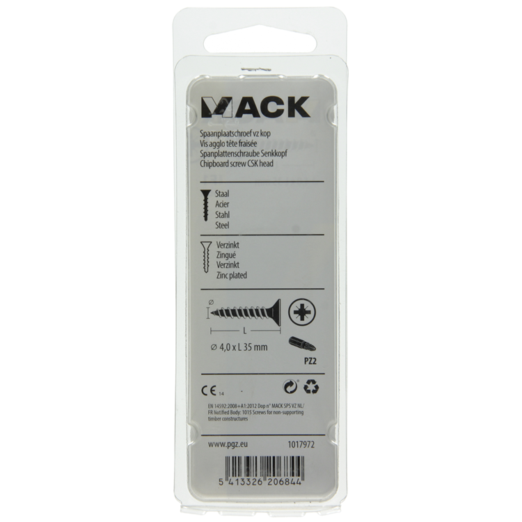 Mack 1017972 - spaanplaatschroef vz kop geelverz. 50st 4,0 x 35 mm | 5 stuks