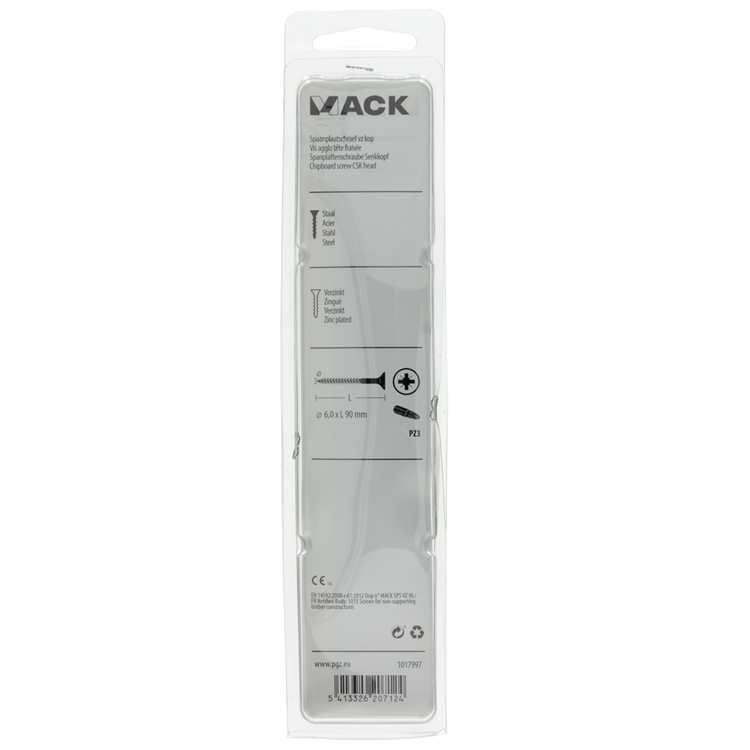 Mack 1017997 - spaanplaatschroef vz kop geelverz. 16st 6,0 x 90 mm | 5 stuks