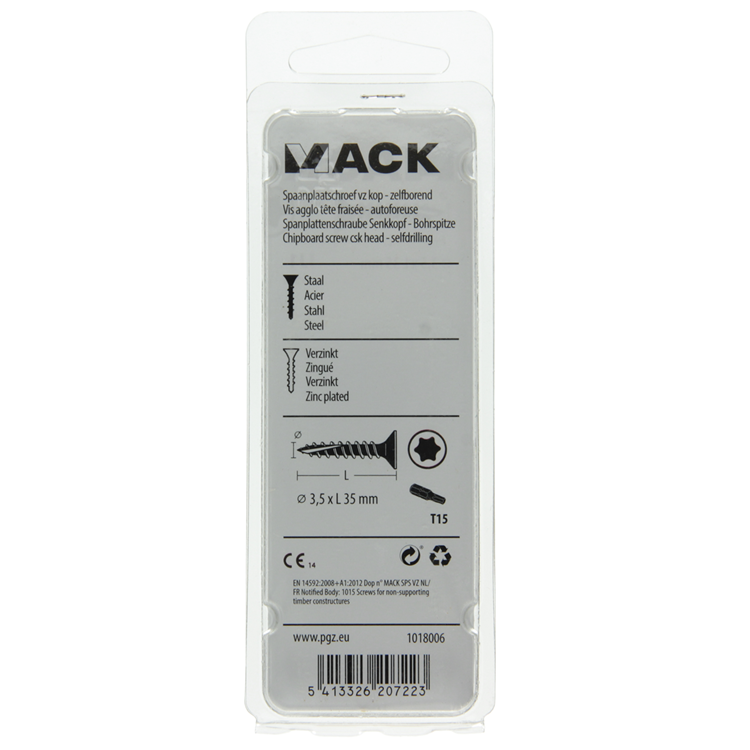 Mack 1018006 - spaanplschr.vzkop-zelfb. geelverz. 65 st 3,5 x 35 mm | 5 stuks