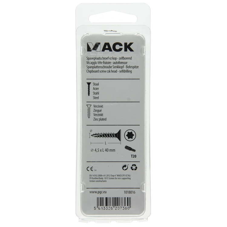 Mack 1018016 - spaanplschr.vzkop-zelfb. geelverz. 35 st 4,5 x 40 mm | 5 stuks