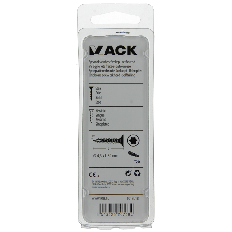 Mack 1018018 - spaanplschr.vzkop-zelfb. geelverz. 28 st 4,5 x 50 mm | 5 stuks